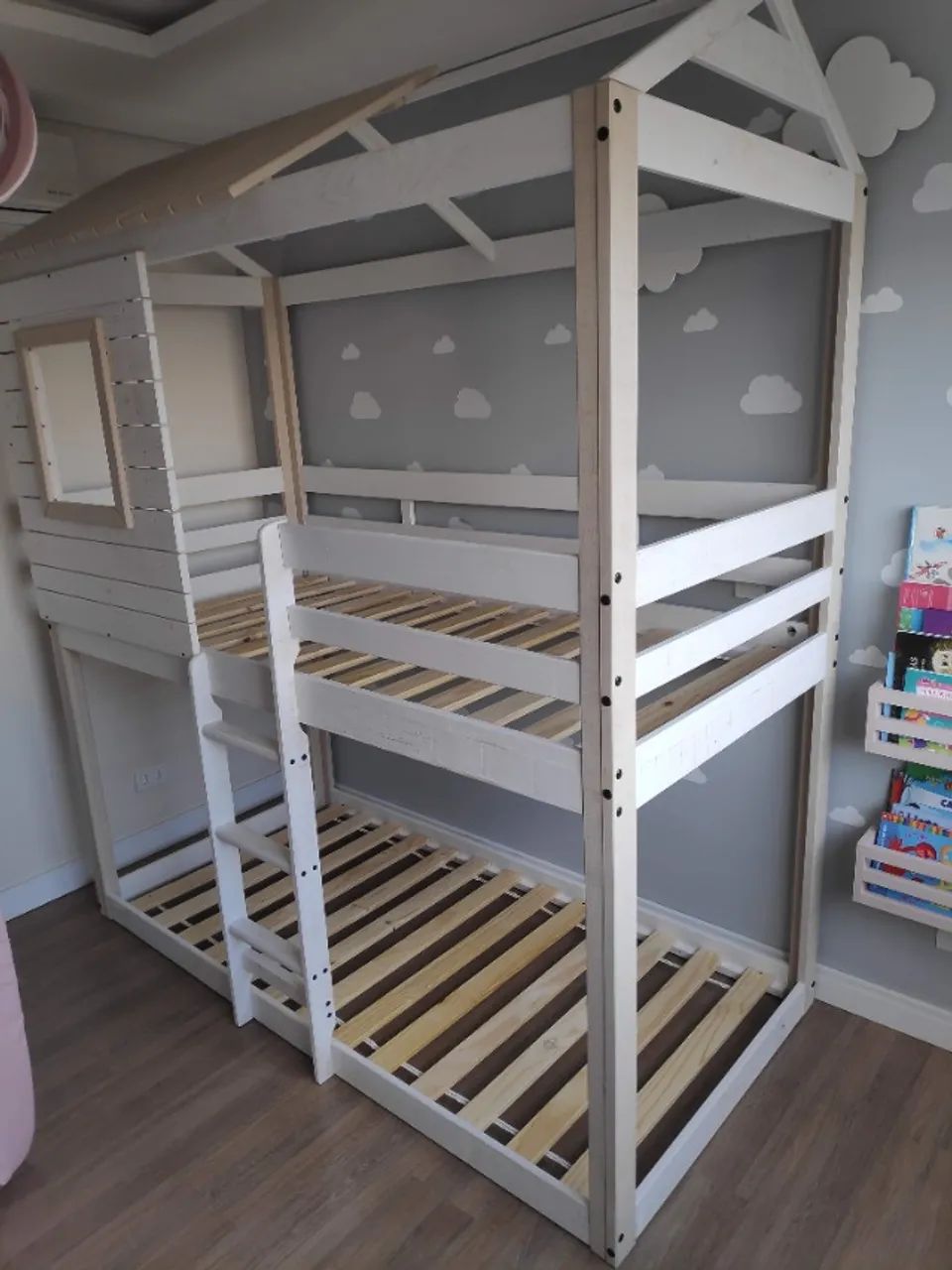 Beliche Infantil Rústico Club House Branco/Natural - Casatema