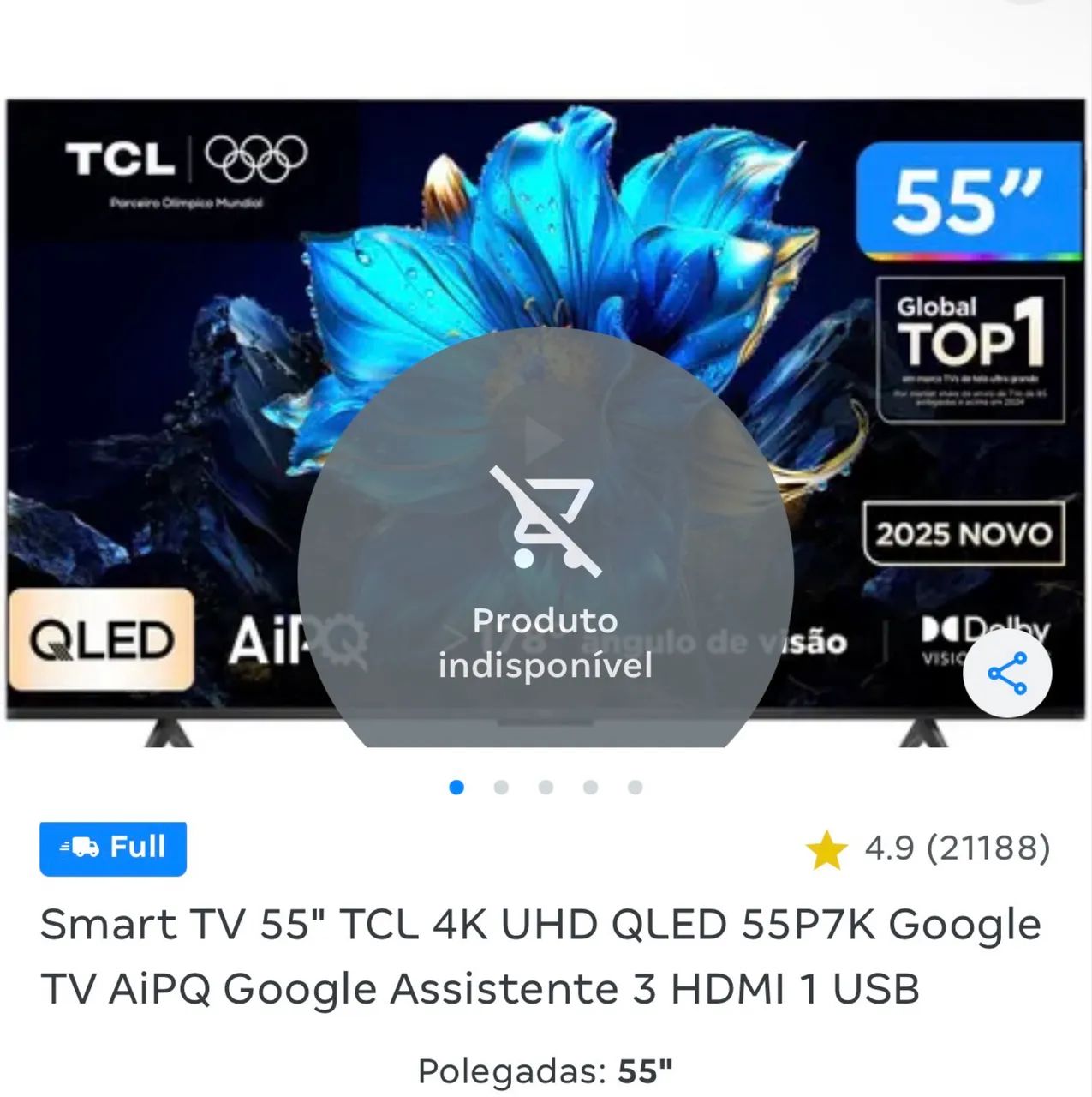 Vendo TV TLC 55 polegadas seminova 2 mil  - Foto 4