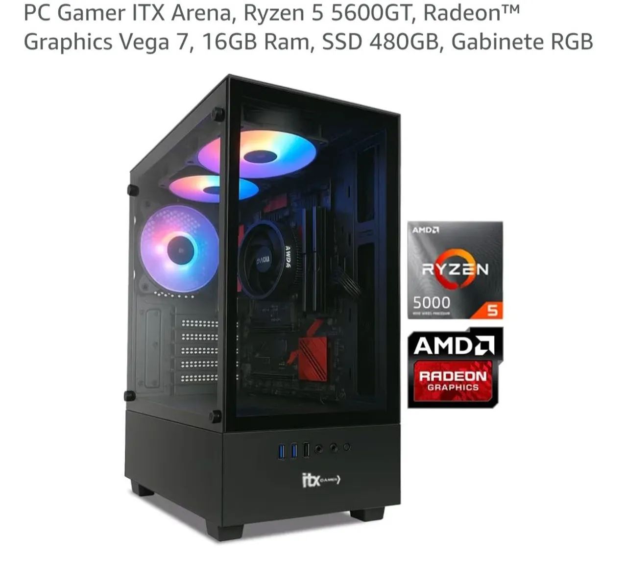 PC Gamer Ryzen 5 5600GT, Radeon Graphics Vega 7, 16GB Ram, SSD 480GB 