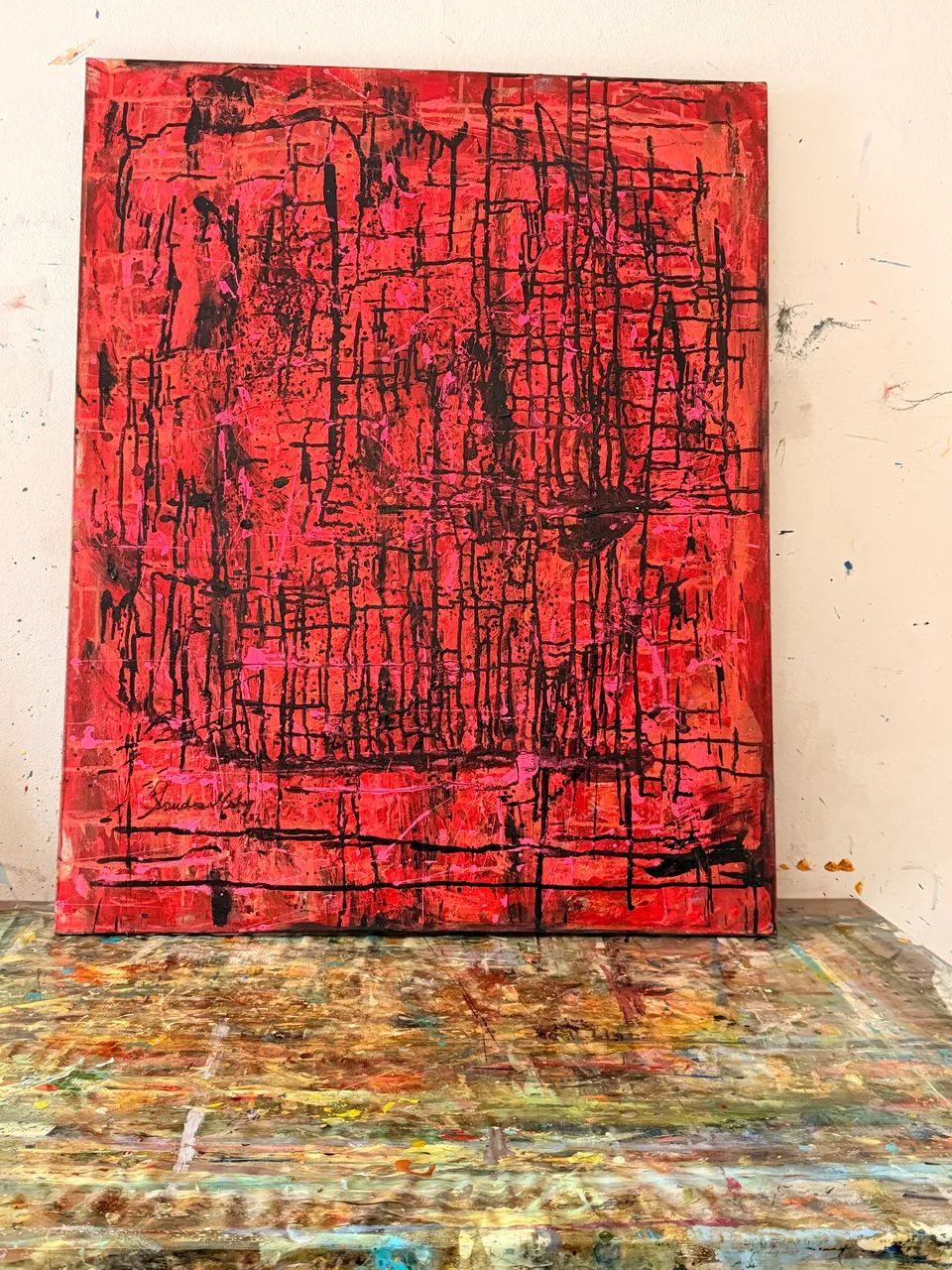 quadro abstrato monocromático 