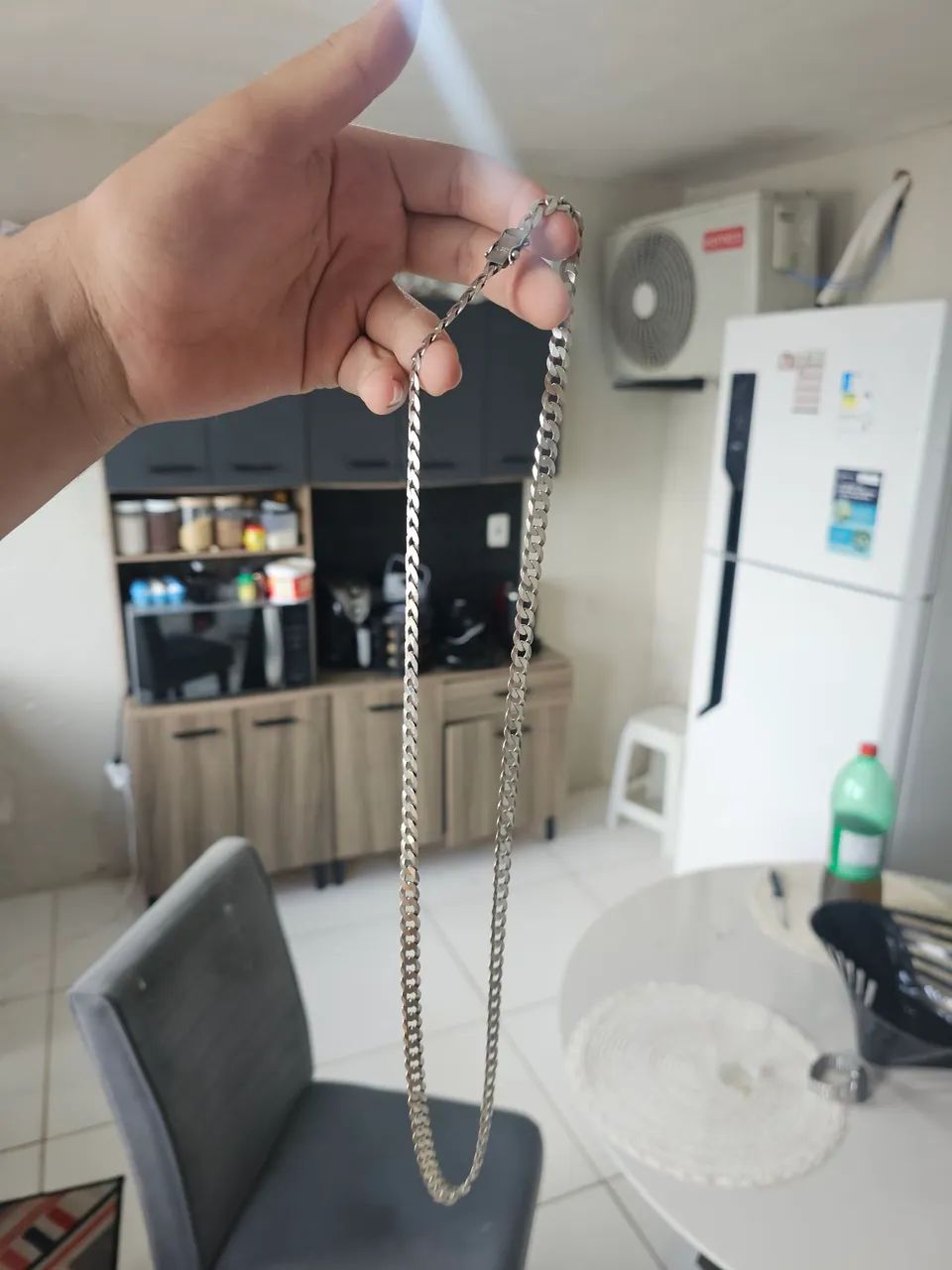 Corrente de prata, já com pega ladrão  - Foto 2