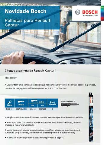 Par de Palheta do Limpador Dianteiro Original Bosch Renault Captur - Foto 2