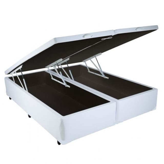Base Bau King Bipartida Corino Branco Até 12x
