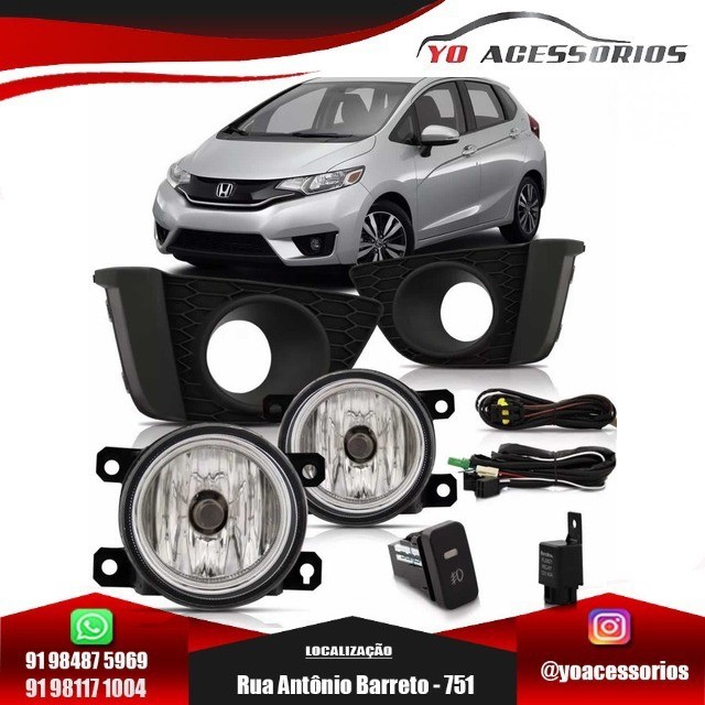 Farol de milha kit completo Honda Fit 2014