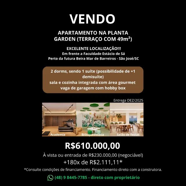 Captação de Apartamento a venda na Rua Manoel Loureiro, Barreiros, São José, SC