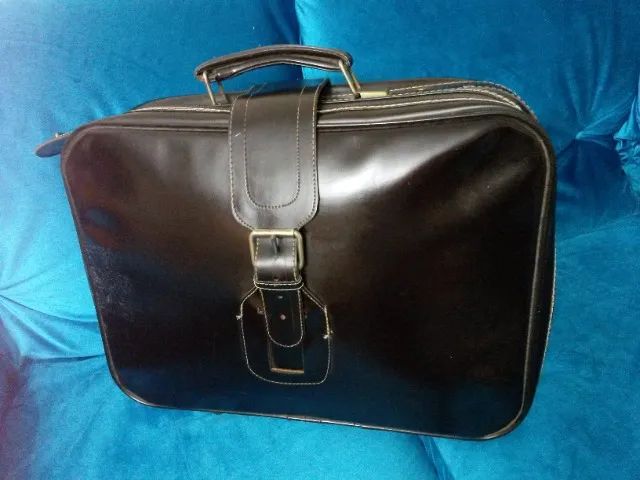 Antiguidade Mala SuitCase Anos 70 Couro Figurino