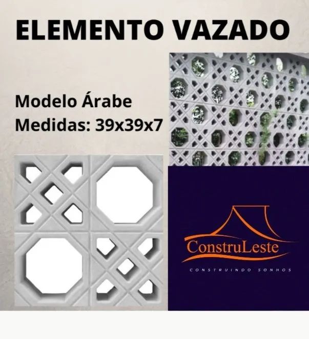 Elemento Vazado 4 Pontas - 39x39x7cm - Foto 2