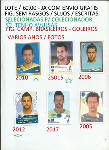 figurinhas goleiro fabio - cruzeiro - varios anos 