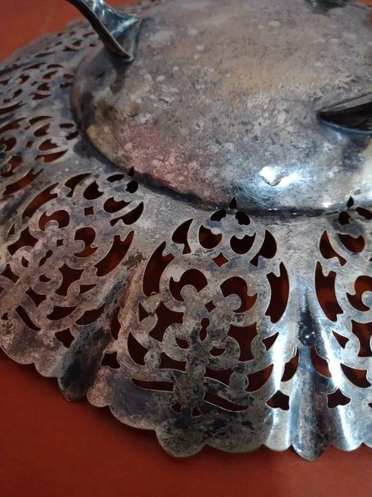 Antiga fruteira de prata 90 com detalhes em renda - Foto 6