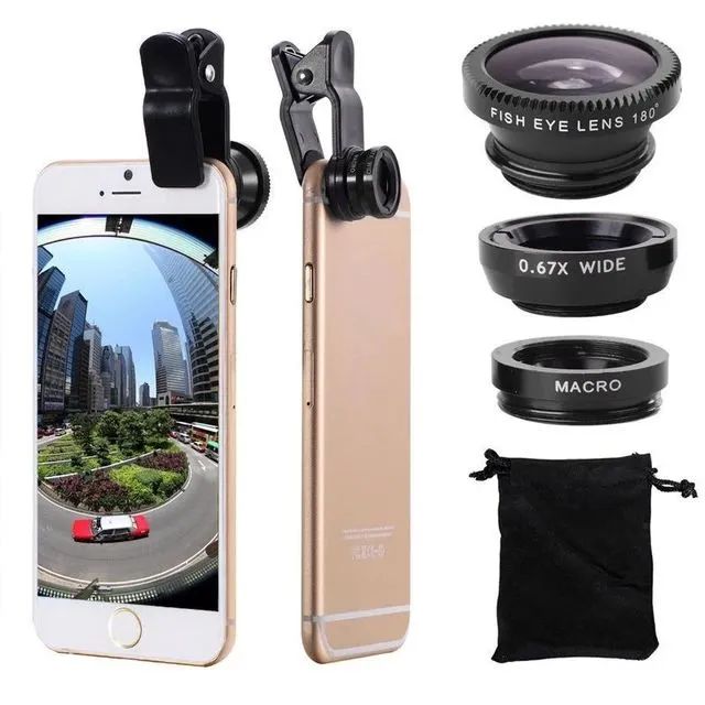 Kit de lentes de câmera para celular 3 em 1