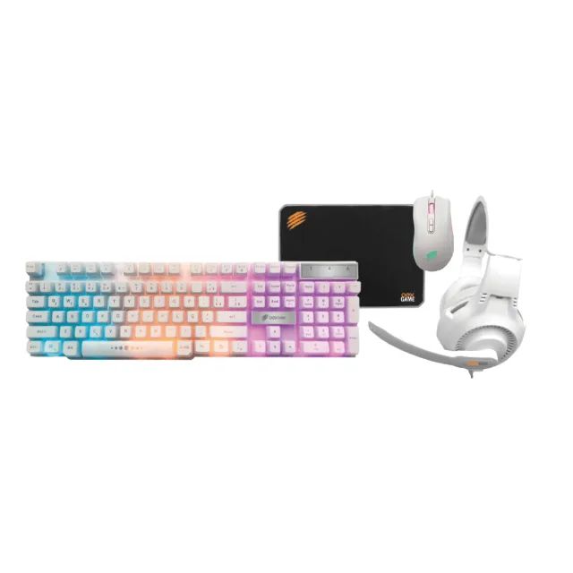 Combo Gamer Thunder Branco 4 Em 1 Headset + Teclado Rainbow + Mouse e Mousepad TM306 - Oex