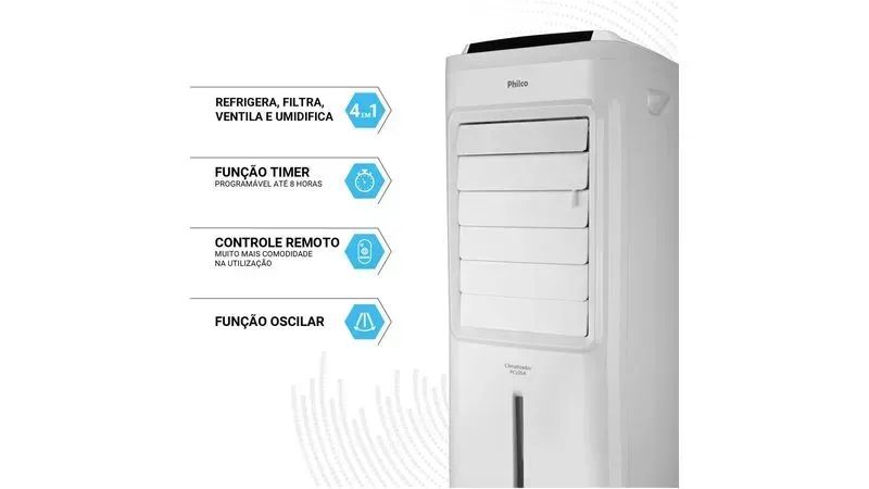CLIMATIZADOR PHILCO 4 EM 1 PCL05A 3 VELOCIDADES FUNCAO TIMER - Foto 3