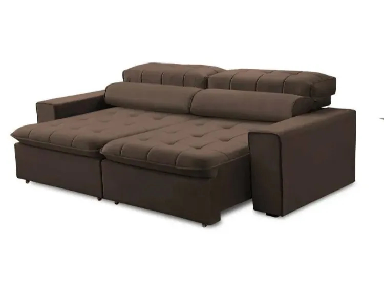 Sofá 2 lugares retrátil reclinável Atenas 2,30 m Suede Marrom,