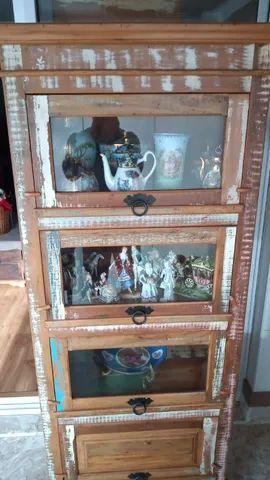 Armário Cristaleira Restos de Tinta em Peroba - Foto 4