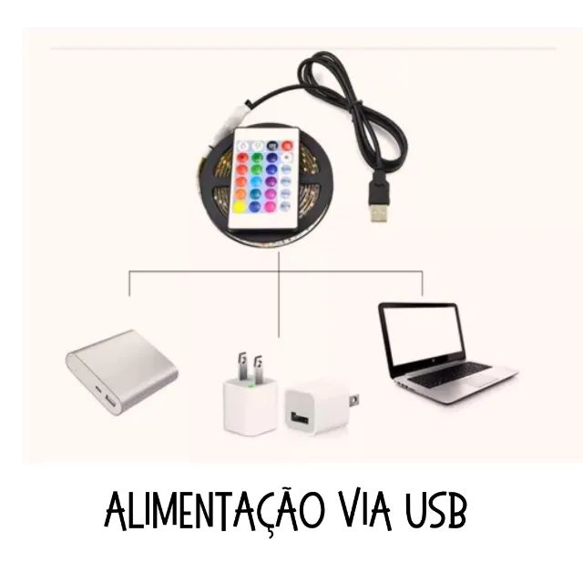 Fita Led 5050 RGB 2m 5v Usb Controle Remoto Decoração Para Sua Casa _ CS574 - Foto 4