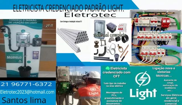 ELETRICISTA CREDENCIADO ESPECIALIZADO EM PADRÕES LIGHT,ENEL E