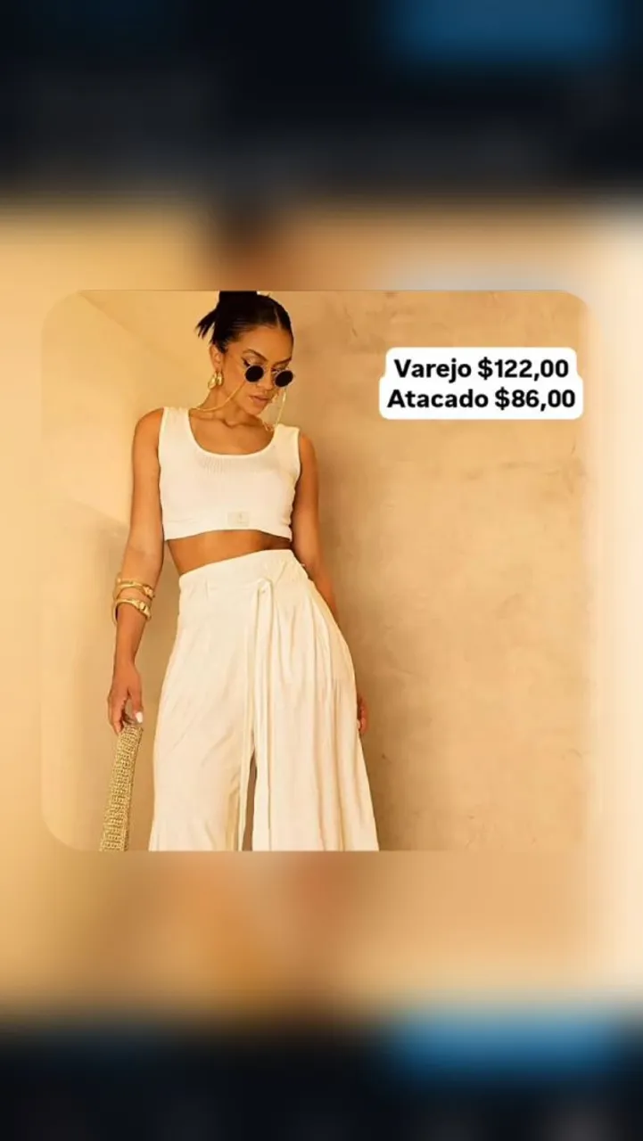 Conjunto Feminino Calça e Top Branco