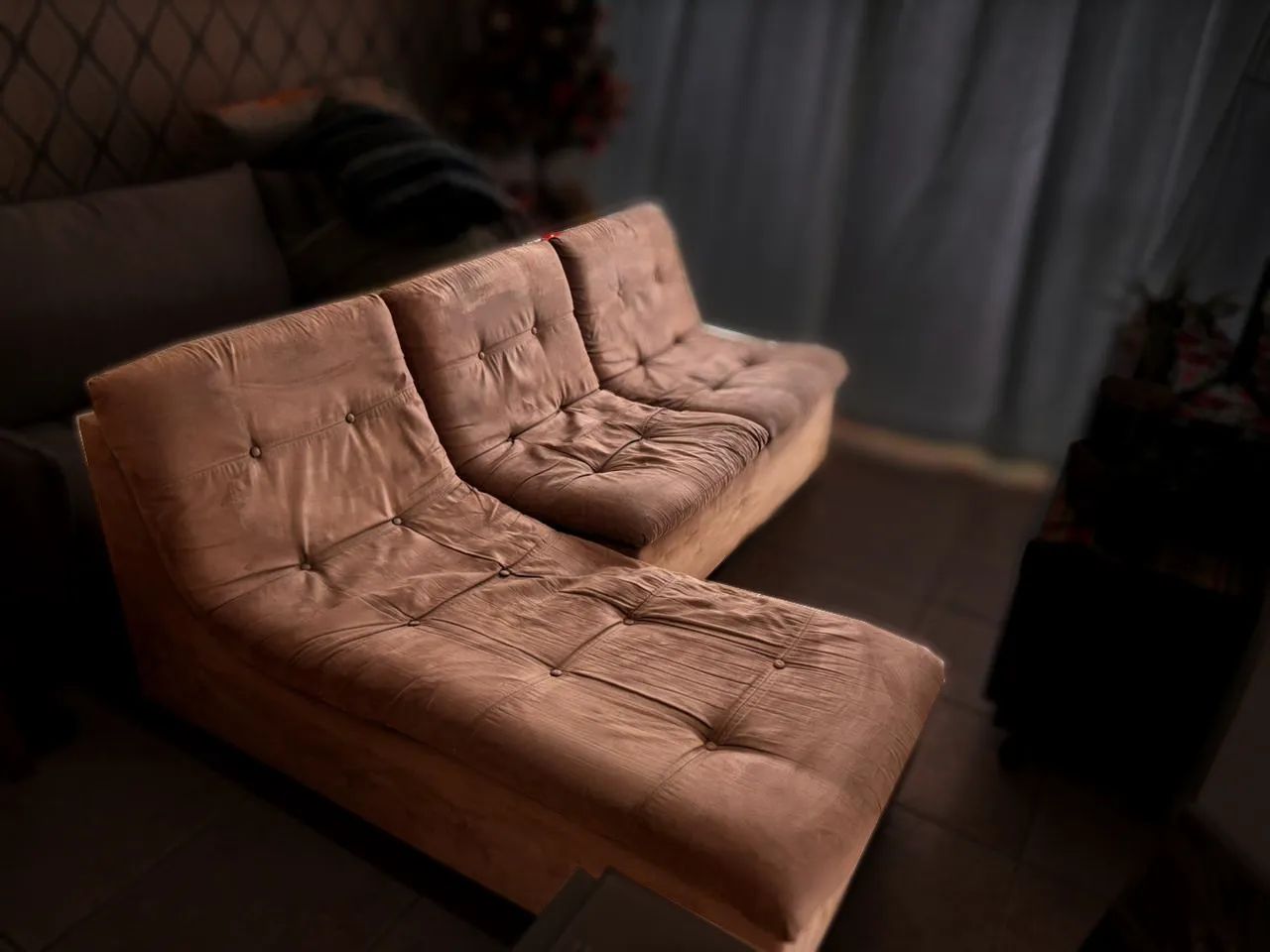 DOAÇÃO: Sofá de Canto Chaise Marrom - Centro Floripa - Foto 2