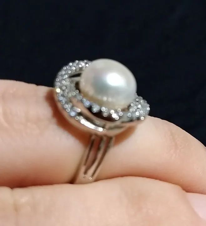 Conjunto Brincos e Anel de Prata 925 e Pérolas Naturais  - Foto 5