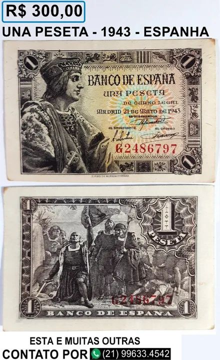 Cédula Una Peseta - Espanha - Foto 3