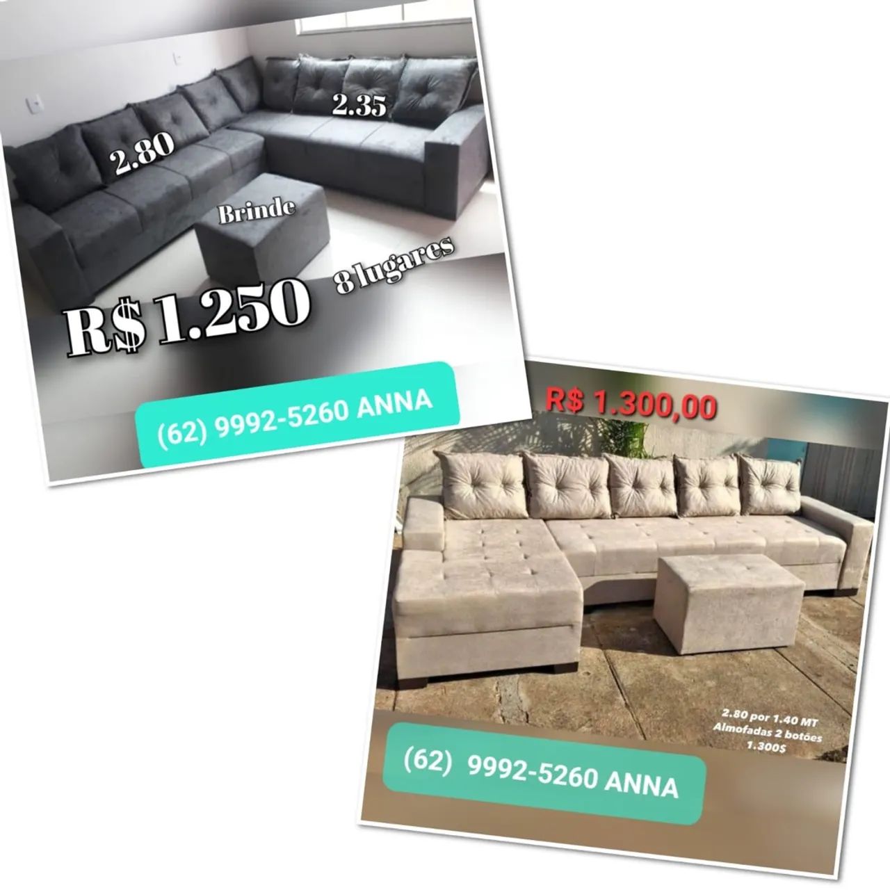 Sofá de canto 8 lugares com brinde e ótimos preços!