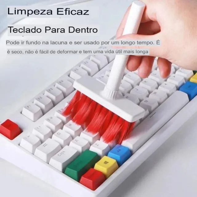 scova de Limpeza Multifuncional 5 em 1 - Ideal para Teclado, Fones de Ouvido, Entradas USB - Foto 4