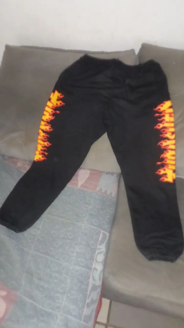 Calça Moletom Trasher Skateboards Logo Flame 
