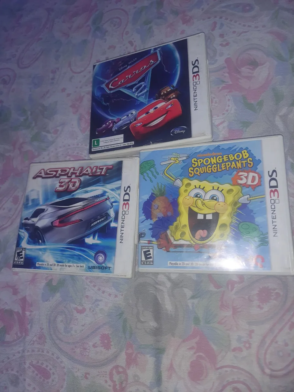 Jogos Nintendo 3DS: Cars 2, Asphalt 3D e SpongeBob Squigglepants 3D