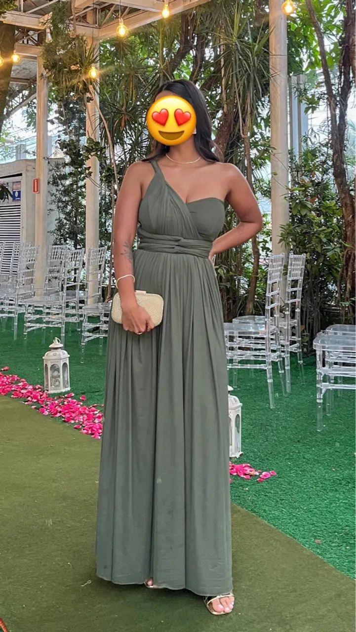 Vestido longo verde oliva - Foto 3