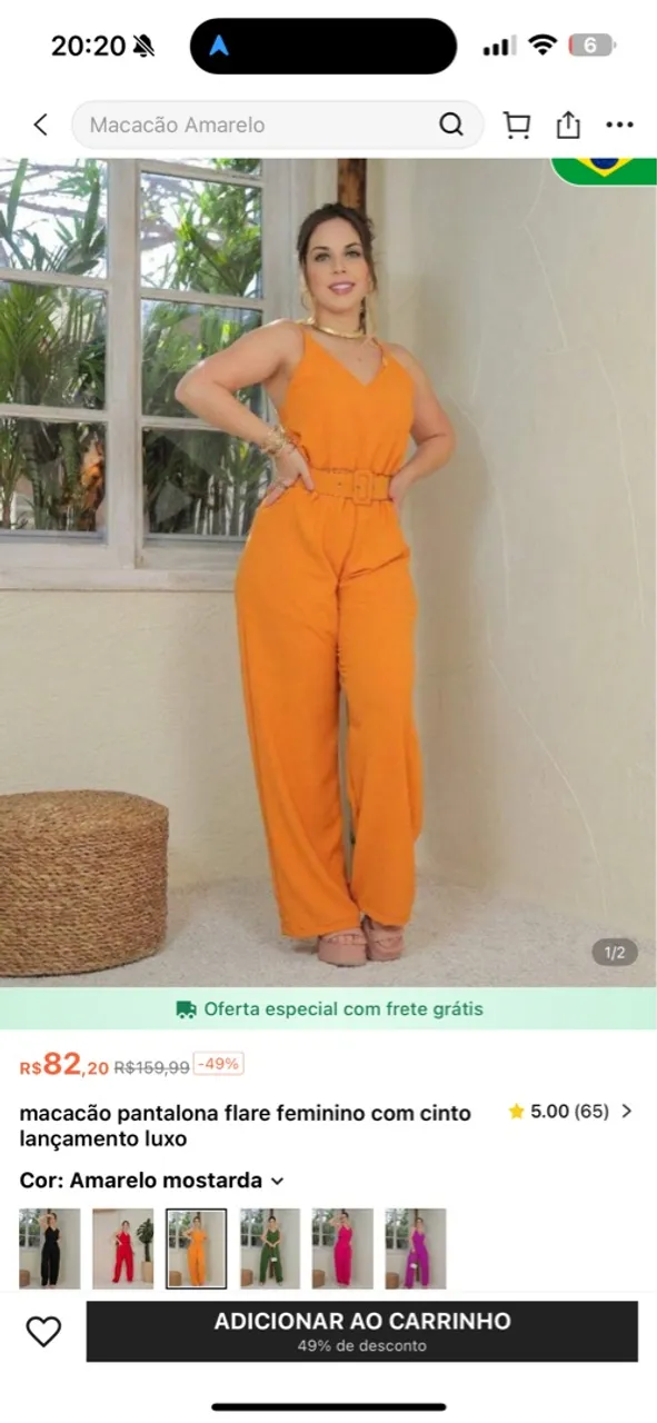 Macacão Pantalona Flare Feminino com Cinto Luxo