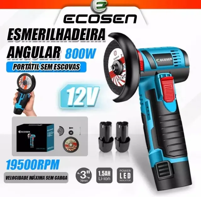 Mini Esmerilhadeira Lixadeira Angular 12v Bateria Recarregável Portátil sem fio
