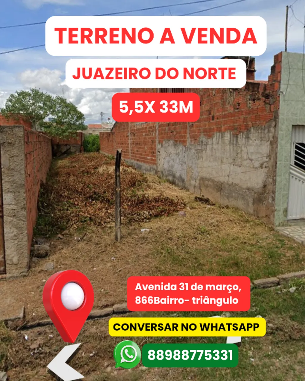 Terreno disponível em Juazeiro do Norte - pronto para construir!