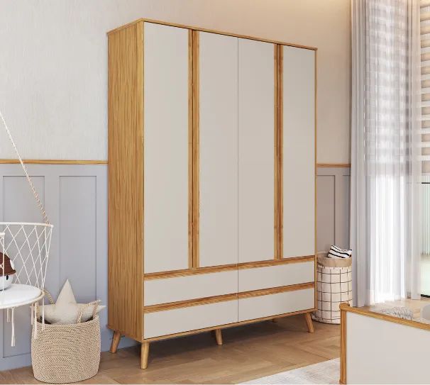 Roupeiro Theo Lisa Retro, 100% MDF - Peroba