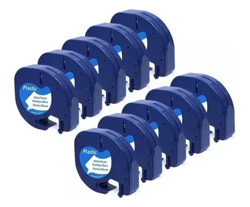 Kit 10 Fita 91201 T Compatível Dymo Letratag Plastica Branca