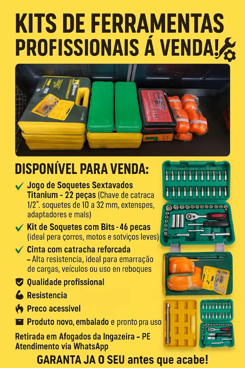 KITS DE FERRAMENTAS PROFISSIONAIS À VENDA!