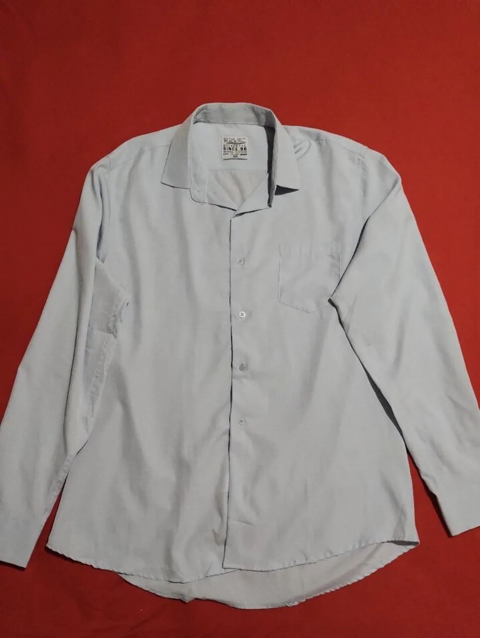 Camisa Social Masculina Manga Longa Azul Claro