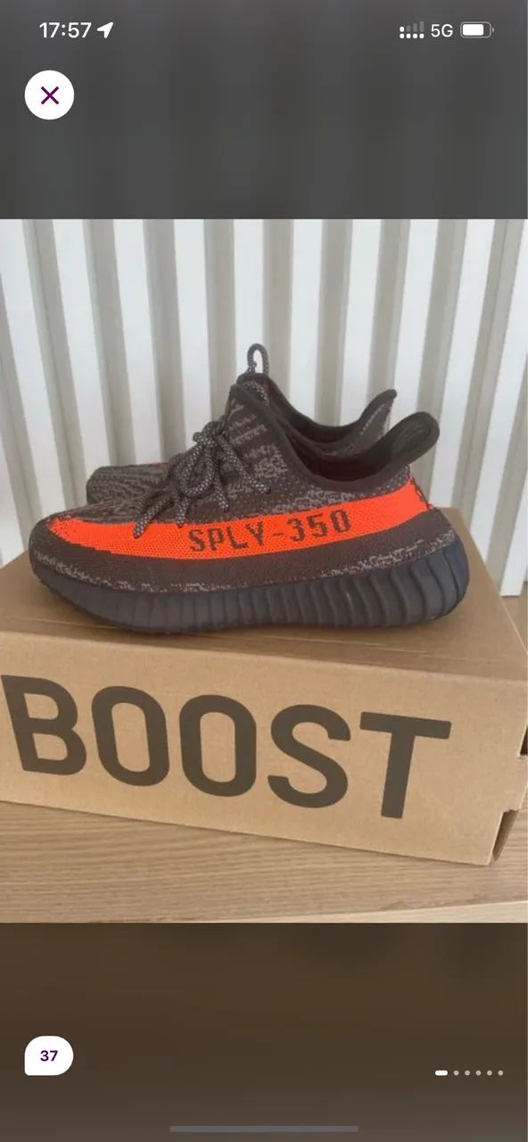 Tênis Adidas Yeezy Boost 350 v2 Carbon Beluga laranja tam 37