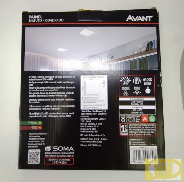 Painel Embutir Quadrado 22cm - AVANT - Foto 5
