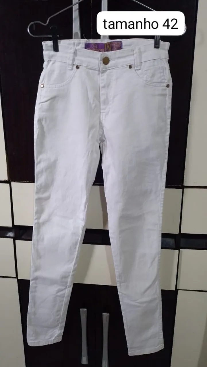 Calça Jeans Branca Tamanho 42