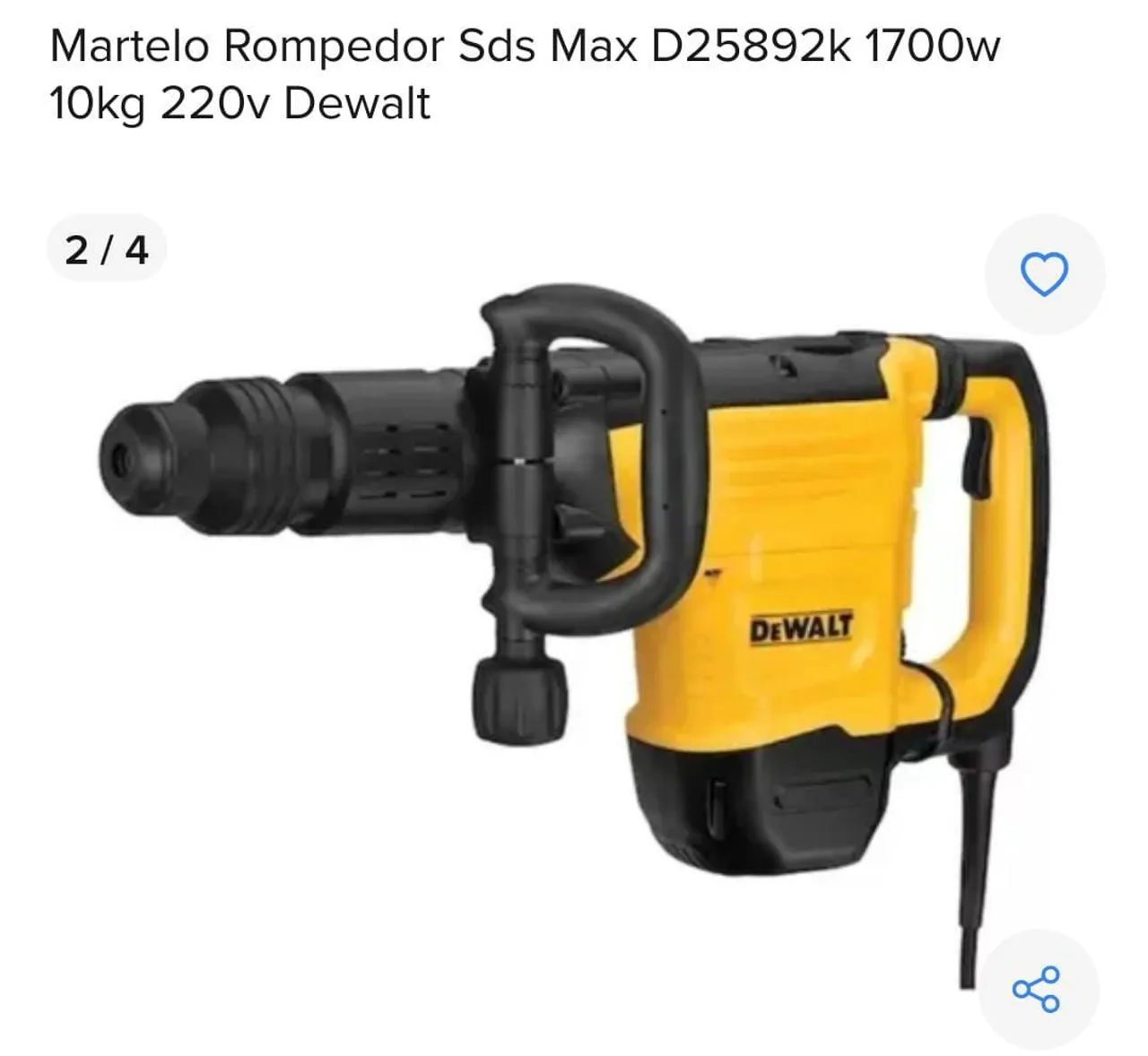 Martelo Rompedor SDS Max Dewalt D25892k 1700w