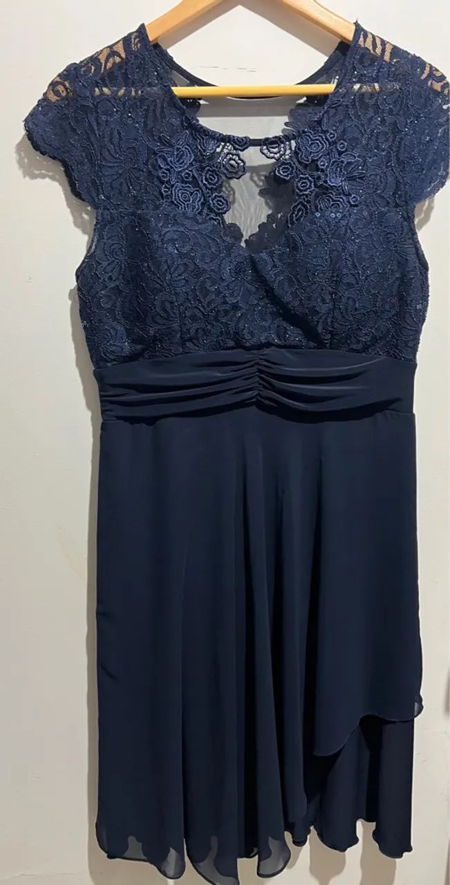 Vestido Azul Marinho Elegante com Renda - Foto 3