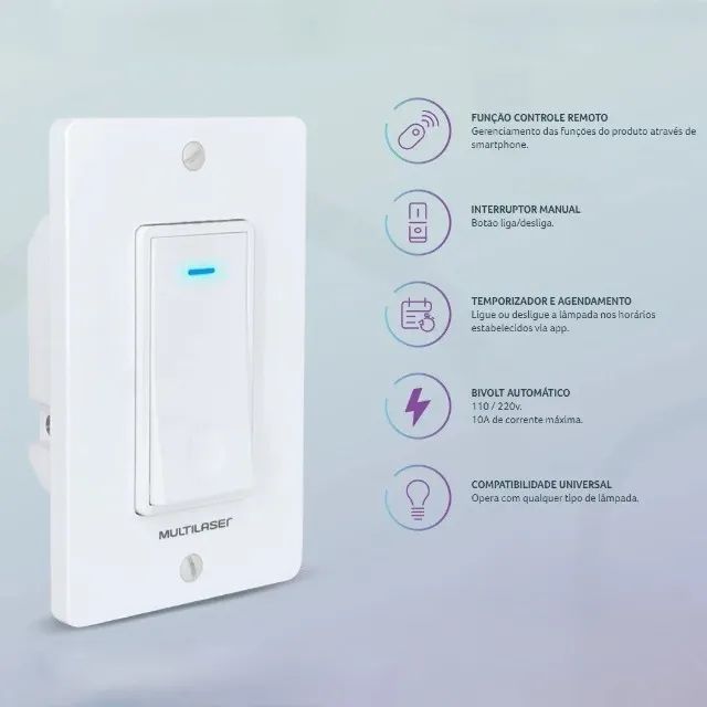 Interruptor Inteligente Wifi Compatível Com Alexa e Google Home 1 Tecla - Multi Liv - Foto 4