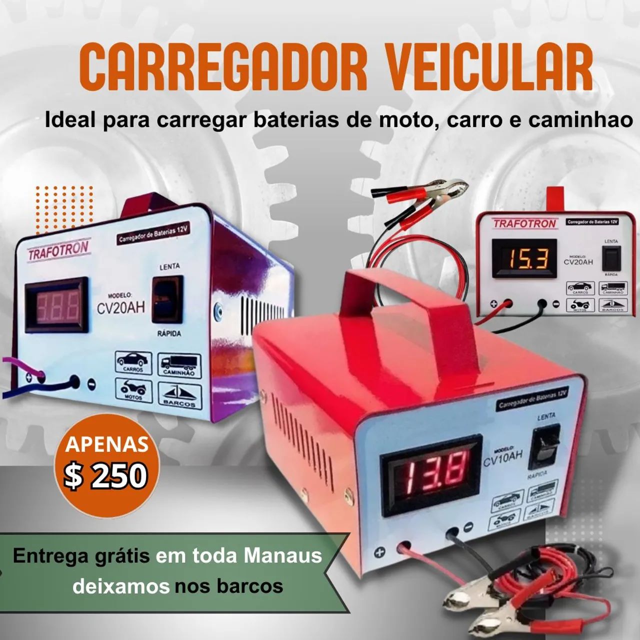 Carregador para baterias de carro e moto - Foto 2