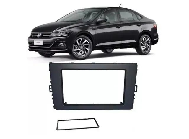 Moldura Painel 2 Din Volks Novo Polo Virtus 2018 2019 Black Piano