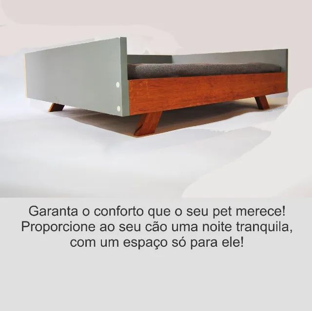 Cama Pet em Madeira Para Cães e Gatos com Colchão de Espuma Forrado. - Foto 5