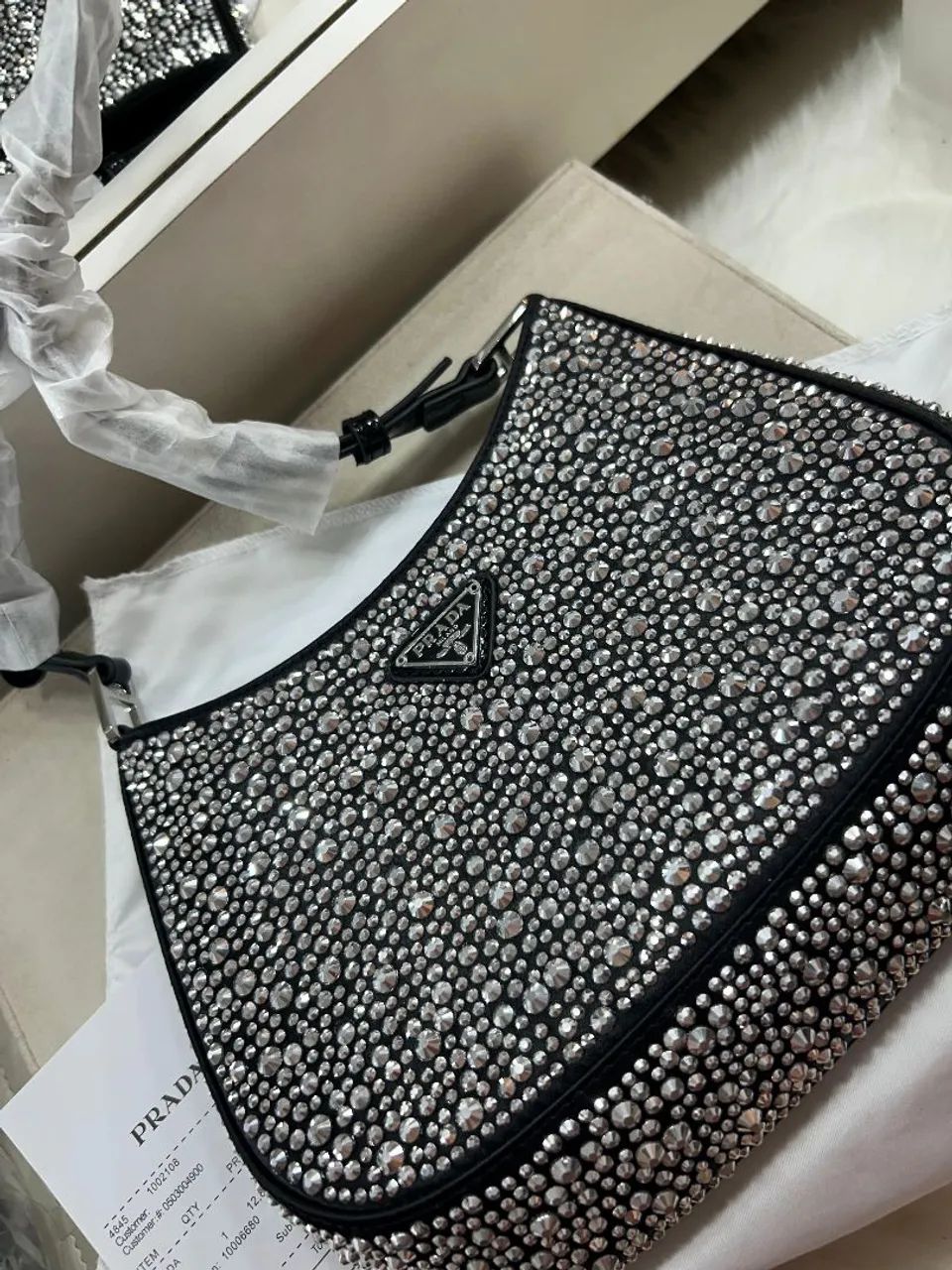 Bolsa prada Cleo cravejada