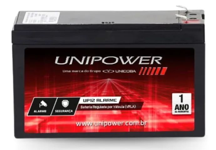 Bateria 12V 7A Selada p/ Nobreak UNIPOWER UP1270E NOVO Alarmes Cerca Elétrica Luz de Emerg