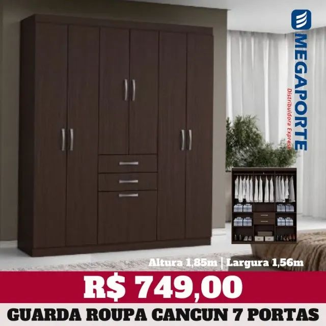 Guarda Roupa Casal 7 Portas 2 Gavetas (Novo) Entrega Grátis!  - Foto 3