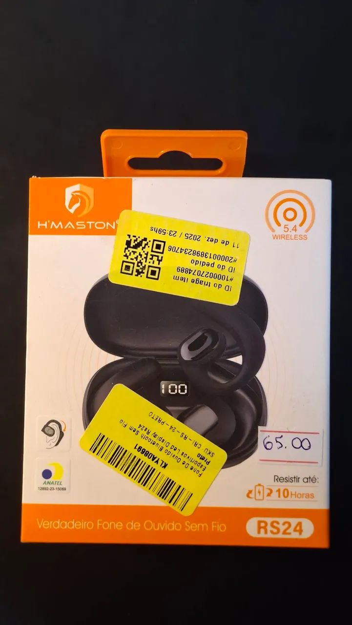 Fone Bluetooth H?Maston RS24 5.4 com Case e Display LED - Novo - Foto 4
