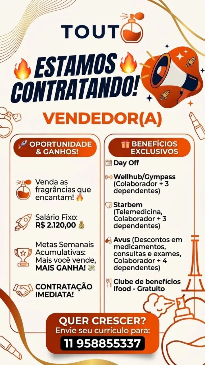 VAGA PARA INÍCIO IMEDIATO 